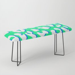 White Leopard Print Green Blue Bench