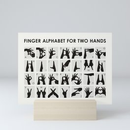 Infographic Guide to Finger Alphabet for Two Hands Identification Chart Mini Art Print