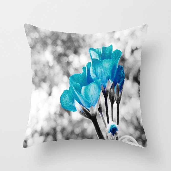 Turquoise FloWERS Pop of Color Throw Pillow