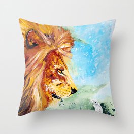 The Lion and the Rat - Animal - by LiliFlore Throw Pillow