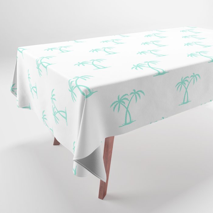 Seafoam Palm Trees Pattern Tablecloth