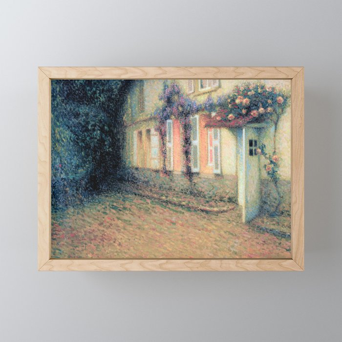 Henri Le Sidaner - Roses and Wisterias on the House (new color editing) Framed Mini Art Print