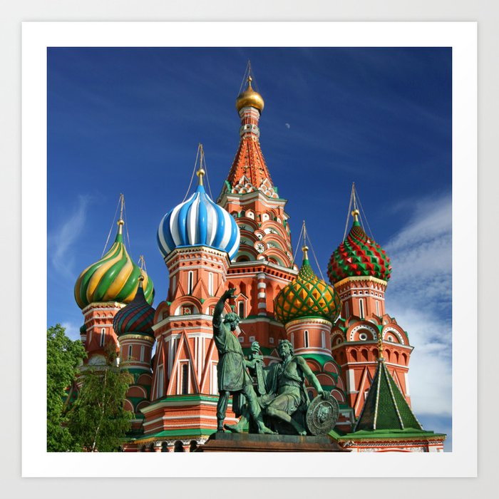 Russia Photography - St. Basil's Cathedral Under The Blue Sky Art Print
