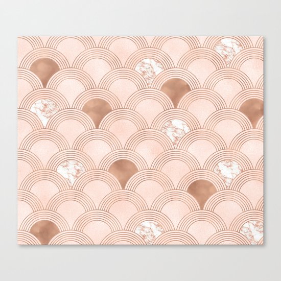 Elegant marble cotton candy fans in rose gold Canvas Print