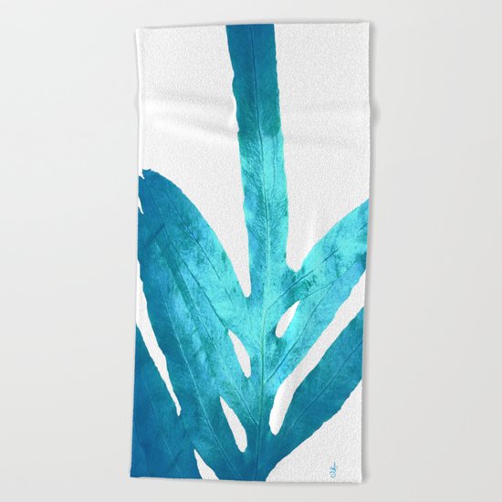 Ocean Blue Fern Beach Towel