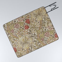 William Morris Vintage Golden Lily Biscuit Brick  Picnic Blanket