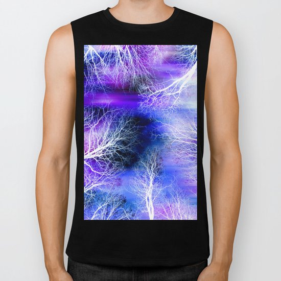 Midnight Trees Purple Blue Biker Tank