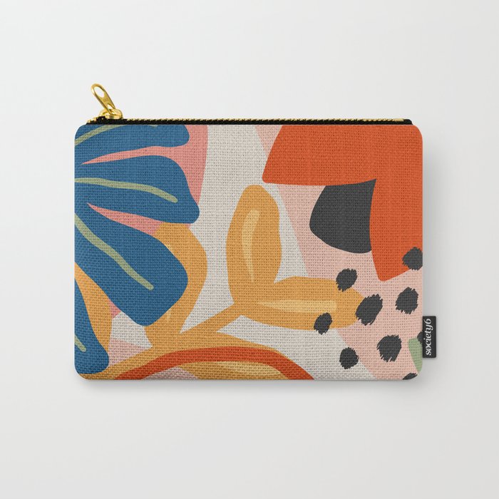 Flower Market Madrid, Abstract Retro Floral Print Carry-All Pouch