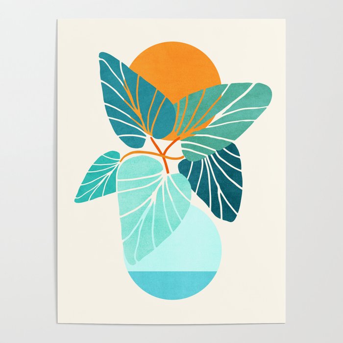Tropical Symmetry Retro Botanic Poster