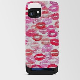 Pink and Red Aesthetic Lipstick Kisses iPhone Card Case