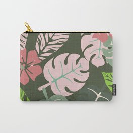Tropical leaves green and pink paradises Carry-All Pouch