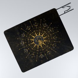 Steampunk Zodiac with Sun and Moon Picnic Blanket