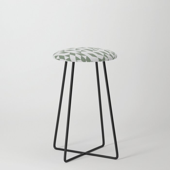 Abstract Geometric Green and White Counter Stool