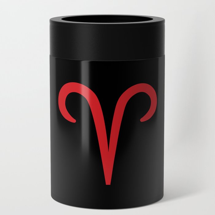 Aries the Ram Zodiac Red on Black Can Cooler