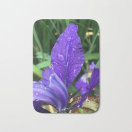 Purple Iris with Rain Droplets Bath Mat