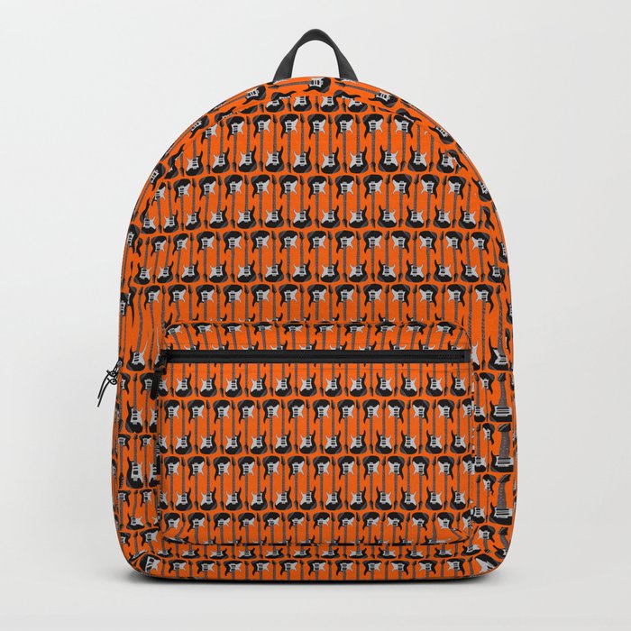 Guitars (Tiny Repeating Pattern on Orange) Backpack