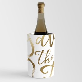 Save the date, gold brushstrokes typography Wine Chiller