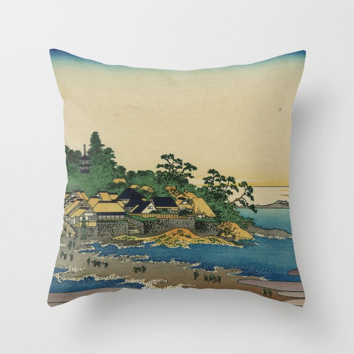 Enoshima in Sagami Province Katsushika Hokusai (Japanese, 1760-1849) Throw Pillow
