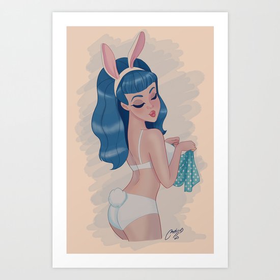 blue bunny Art Print