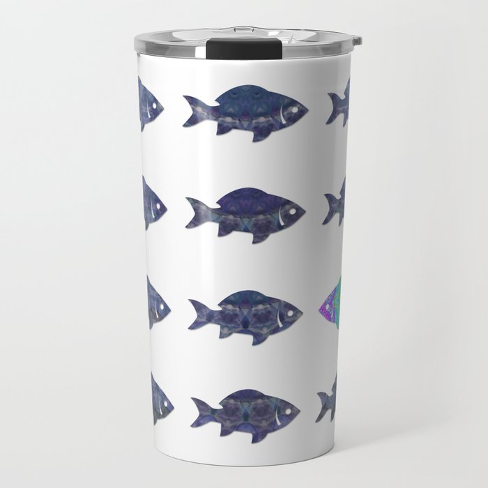 Colorful Inspirational Fish Art - Be Yourself Travel Mug