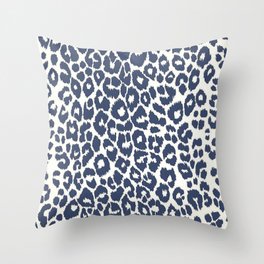 Ink Blue Leopard Print Throw Pillow