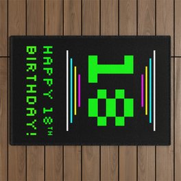 [ Thumbnail: 18th Birthday - Nerdy Geeky Pixelated 8-Bit Computing Graphics Inspired Look Outdoor Rug ]