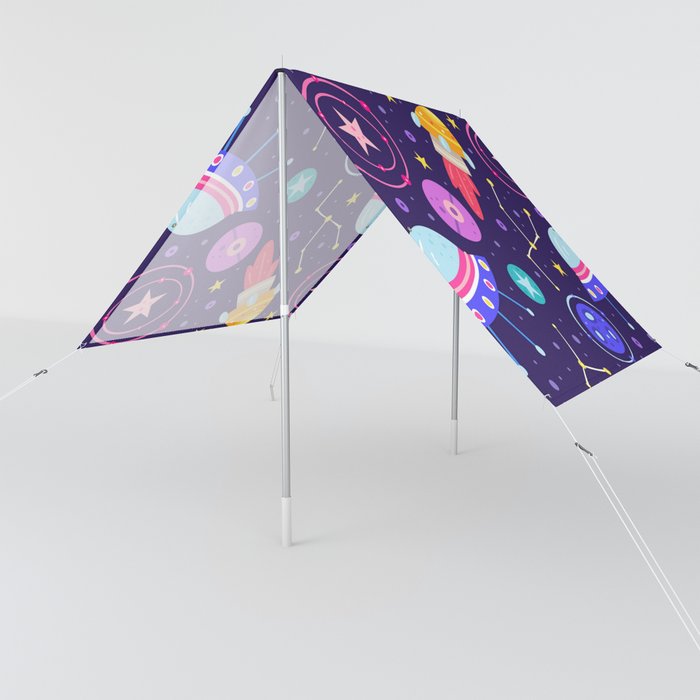 Brightly Colored Outer Space Pattern Sun Shade