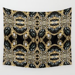  art deco jewelry bohemian champagne gold black rhinestone Wall Tapestry
