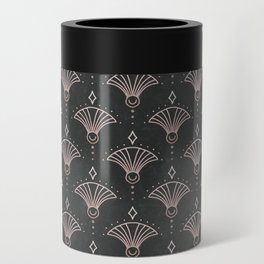 Elegant Luxury Art Deco Century Pattern Rose Gold Grey Can Cooler