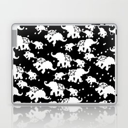 Modern Abstract Black White Polka Dots Floral Cute Elephant Laptop Skin