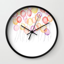 colorful balloon flying into sky Wall Clock