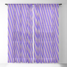 [ Thumbnail: Blue, Plum, Gray, and Orchid Colored Pattern of Stripes Sheer Curtain ]