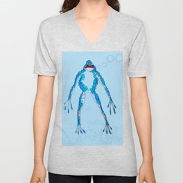 Frog world blue frog hand drawing V Neck T Shirt