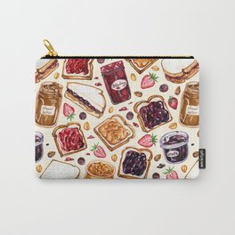 Peanut Butter and Jelly Watercolor Carry-All Pouch | Food, Illustration, Digital, Sandwich, Traditional, Junkfood, Peanutbutter, Sweet, Drawing, Weird 