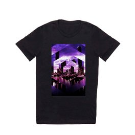 Beautiful purple geometric brisbane river print T Shirt