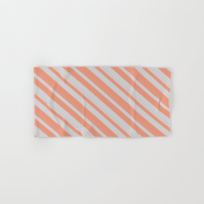 Light Gray & Dark Salmon Colored Lines/Stripes Pattern Hand & Bath Towel