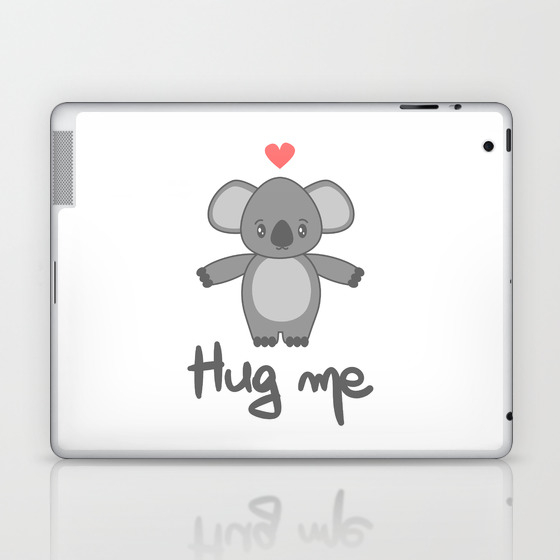 cute hand drawn lettering hug me with cartoon lovely koala bear Laptop &  iPad Skin by Alice Vacca | Society6