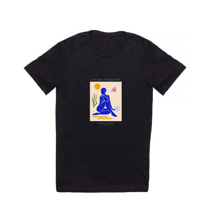 Lady in Blue on the Beach - Matisse cut-outs T Shirt