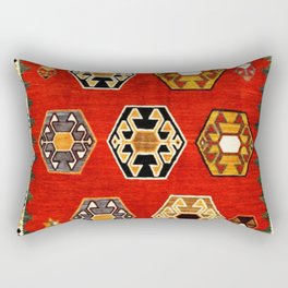 Q'ashqai Geometric Vintage Persian Rug Print Rectangular Pillow