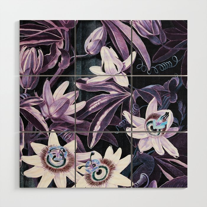Blue Passion Flowers Temple of Flora: Ultraviolet Hues Wood Wall Art