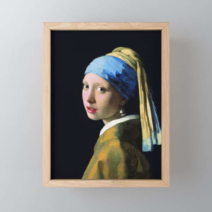 Vermeer - Girl with a Pearl Earring Framed Mini Art Print