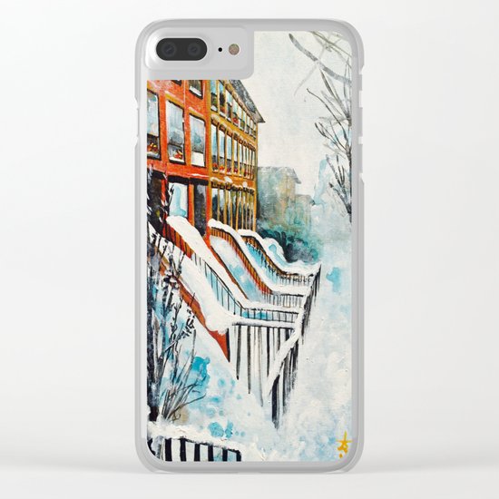 Brooklyn New York In Snow Storm Clear iPhone Case