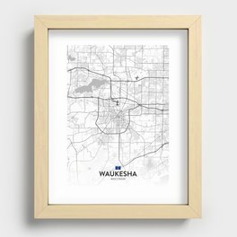 Waukesha, Wisconsin, United States - Light City Map Recessed Framed Print