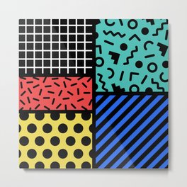 Memphis Composition 321 Metal Print | Memphis, Pattern, Abstract, 1970S, Dots, Eighties, Geometric, Retro, Stripes, 80S 