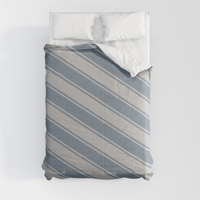 Light Slate Gray & Grey Colored Lines Pattern Comforter