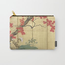 Maple Tree Japanese Edo Period Six-Panel Gold Leaf Screen Carry-All Pouch | Nature, Gold, Leaf, Leaves, Autumn, Japanese, Tree, Tarashikomi, Drawing, Realism 