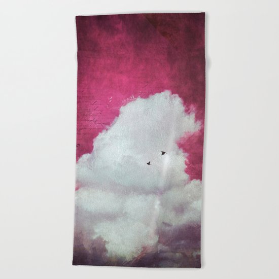 the cloud - bright red sky version Beach Towel