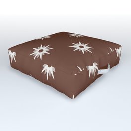 Brown atomic mid century white stars pattern Outdoor Floor Cushion