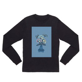 Quilling, flowers in vase Long Sleeve T Shirt | Quilling, Vase, Graphicdesign, Nature, Applique, Yellow, Flowers, Blue, Painting, Retro 