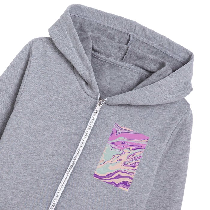 Purple Liquid Marble Kids Zip Hoodie